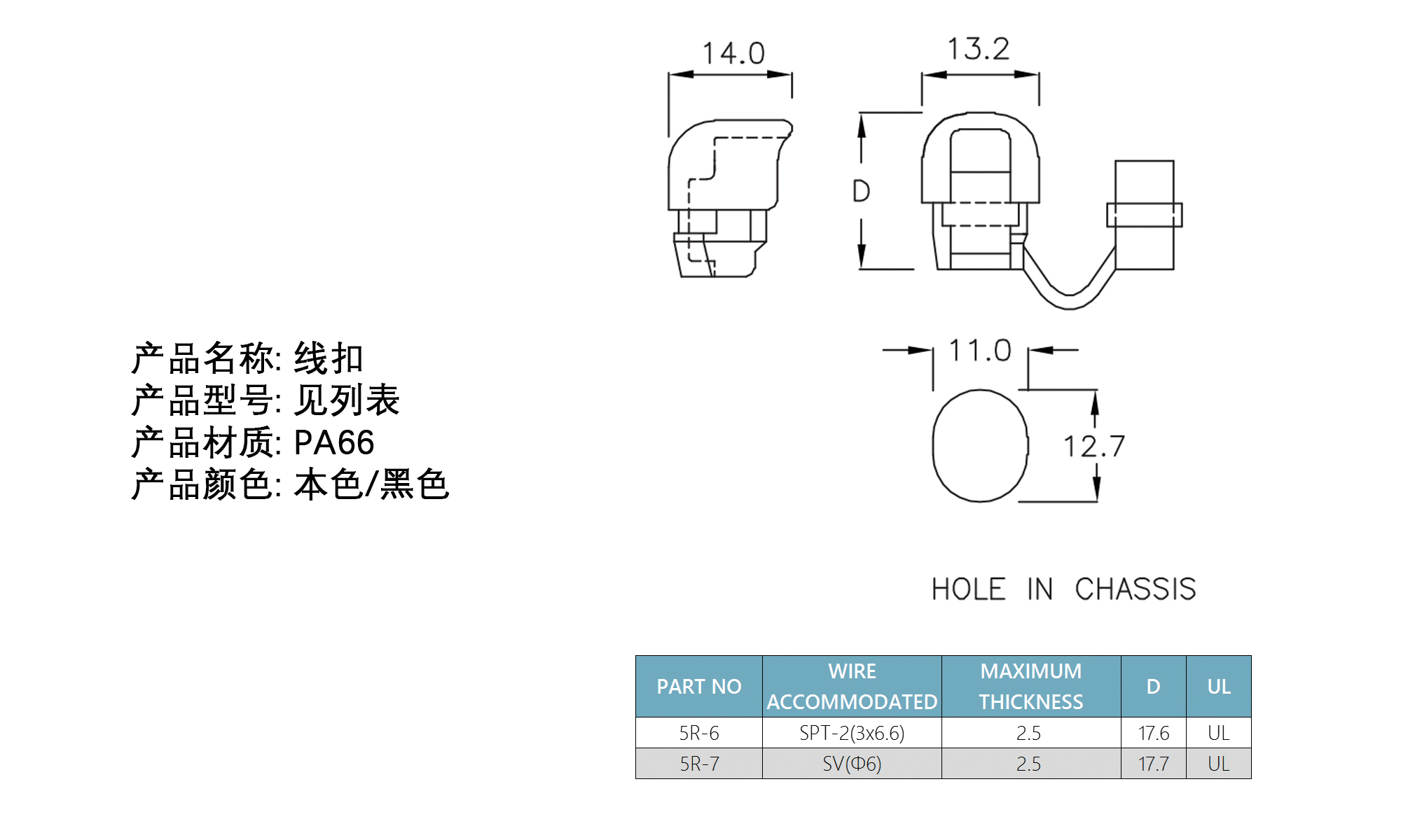 配线器材 线扣 5R-6